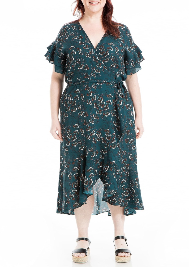 Max Studio Women's Plus Size Short Sleeve Wrapped Midi Dress