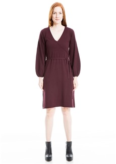 Max Studio Women's Puff Sleeve Faux Wrap Sweater Dress  Extra Small