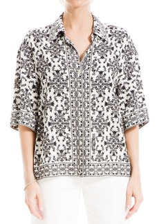 Max Studio Women's Rayon 3/4 Sleeve Button Front Blouse