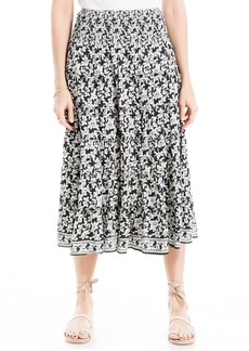 Max Studio Women's Rayon Midi Smocked Waist Tiered Skirt