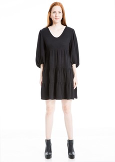 Max Studio Women's Rib Knit Elbow Sleeve Tier Short Dress  Extra Large