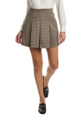 Max Studio Women's Short Pleated Skirt Taupe/Black/Rust Diamond-Ym-Xy211201