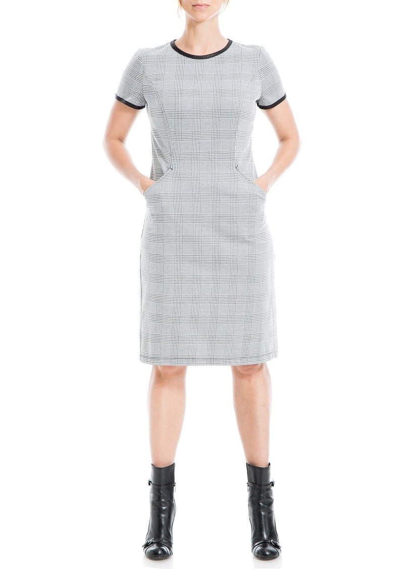 Max Studio Women's Short Sleeve Dress Black/Ivory Glen Plaid-F1203042 Extra Small
