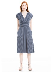 Max Studio Women's Stripe Surplice Neck Midi Dress