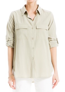 Max Studio Women's Tab Sleeve Button Front Blouse