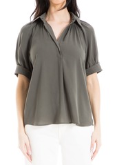 Max Studio Women's Texture Woven Collared Blouse