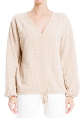 Max Studio womens Waffle Knit V Neck Long Sleeve Pullover Shirt   US