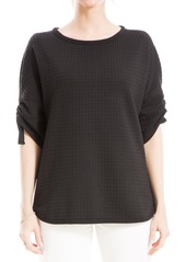 Max Studio Women's Waffle Rouched Sleeve Knit Top