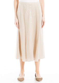Max Studio Women's Yarn Dye Linen Skirt with Buttons Khaki/White Stripe-Az807049
