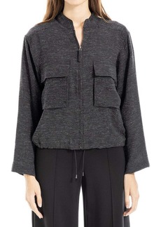 Max Studio Zip front Linen-Blend Jacket