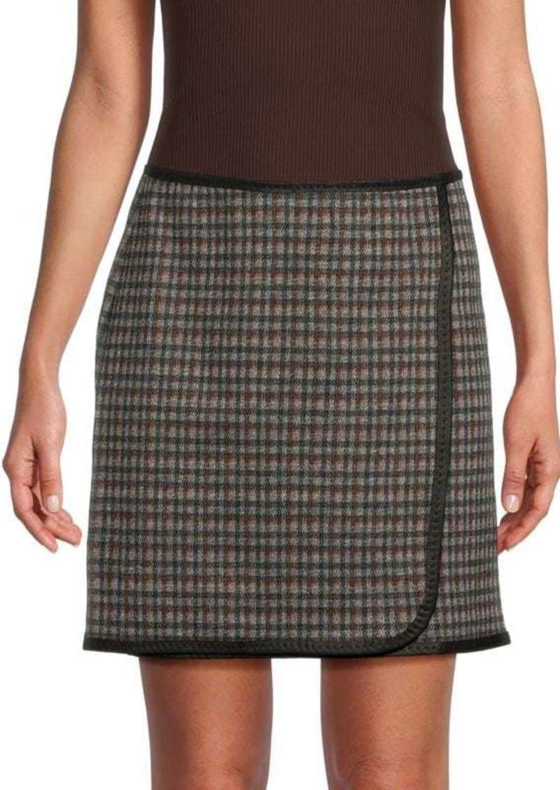Max Studio Patterned Faux Wrap Mini Skirt