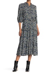 Max Studio Printed Button Front Tiered Maxi Dress