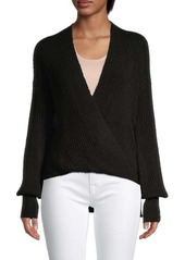 Max Studio Ribbed Knit Wrap Sweater