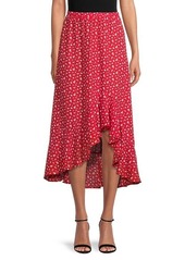 Max Studio Ruffle High-Low Floral Midi Skirt