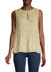 Max Studio Sleeveless Pleated Floral Top