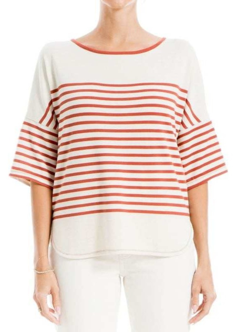 Max Studio Striped Drop Shoulder Top