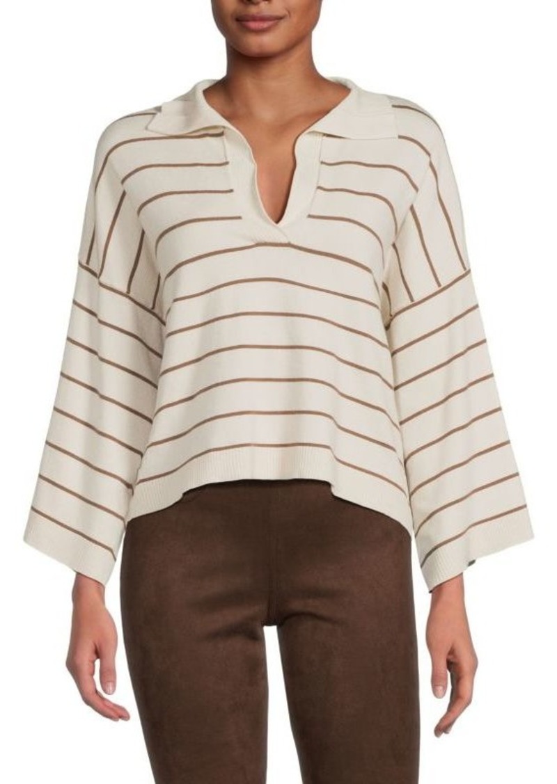 Max Studio Striped Popover Top