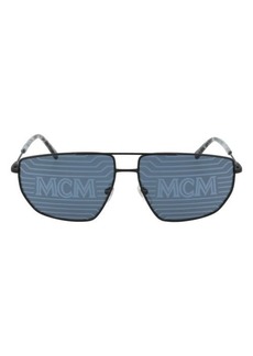 MCM 60mm Hologram Rectangle Metal Sunglasses in Black/Grey Hologram at Nordstrom