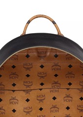 MCM Stark Medium Embossed Leather Backpack