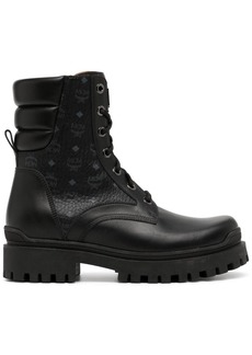 MCM Visetos leather lace-up boots