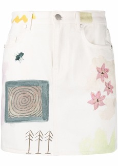 McQ Alexander McQueen floral-print denim mini skirt