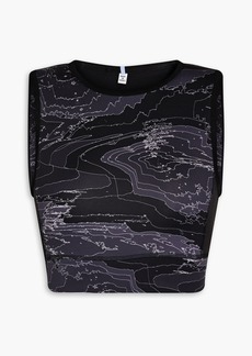 McQ Alexander McQueen - Cropped cutout printed cotton-blend jersey top - Black - S