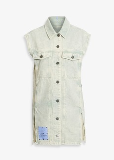 McQ Alexander McQueen - Pleated bleached denim mini shirt dress - Blue - XXS