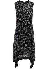 Mcq Alexander Mcqueen Woman Asymmetric Fil Coupé Silk-blend Chiffon Midi Dress Black