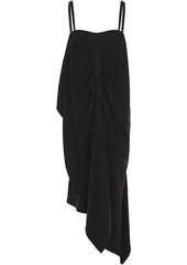 Mcq Alexander Mcqueen Woman Asymmetric Ruched Crepe Midi Dress Black