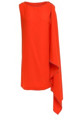 Mcq Alexander Mcqueen Woman Crystal-embellished Draped Cady Mini Dress Tomato Red
