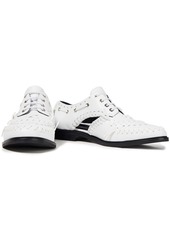 Mcq Alexander Mcqueen Woman Skelter Cutout Whipstitched Leather Brogues White