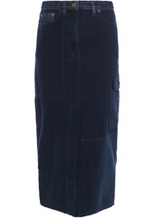 Mcq Alexander Mcqueen Woman Denim-trimmed Cotton-corduroy Midi Pencil Skirt Storm Blue