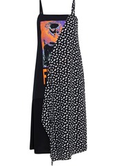 Mcq Alexander Mcqueen Woman Draped Crepe De Chine-paneled Printed Cotton-jersey Dress Black