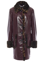 Mcq Alexander Mcqueen Woman Faux Fur-trimmed Coated Cotton-canvas Coat Merlot