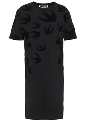Mcq Alexander Mcqueen Woman Flocked Cotton-jersey Mini Dress Black