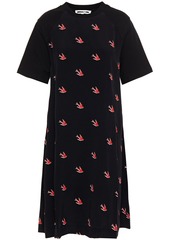 Mcq Alexander Mcqueen Woman Jersey-paneled Printed Crepe De Chine Mini Dress Black