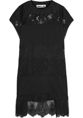 Mcq Alexander Mcqueen Woman Lace-paneled Cotton-jersey Dress Black
