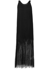 Mcq Alexander Mcqueen Woman Lace-paneled Pleated Chiffon Maxi Dress Black