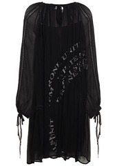 Mcq Alexander Mcqueen Woman Lattice-trimmed Gathered Crepon Dress Black