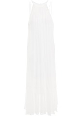 Mcq Alexander Mcqueen Woman Lattice-trimmed Gathered Crepon Midi Dress White