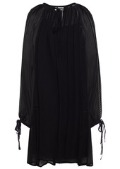 Mcq Alexander Mcqueen Woman Lattice-trimmed Gathered Crepon Mini Dress Black