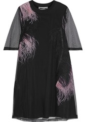 Mcq Alexander Mcqueen Woman Layered Tulle And Printed Cotton-jersey Mini Dress Black