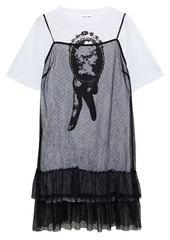 Mcq Alexander Mcqueen Woman Layered Tiered Lace And Printed Cotton-jersey Mini Dress White