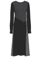 Mcq Alexander Mcqueen Woman Paneled Floral-print Crepe And Knitted Midi Dress Black