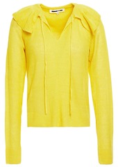 Mcq Alexander Mcqueen Woman Ruffled Ribbed Linen Sweater Yellow