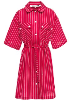 McQ Alexander McQueen - Striped cotton-poplin mini shirt dress - Red - IT 40