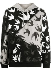 McQ bird-print panelled hoodie