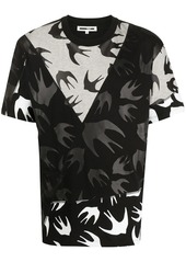 McQ swallow-print panelled T-shirt