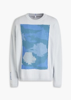 McQ Alexander McQueen - Appliquéd intarsia cotton sweater - Blue - S