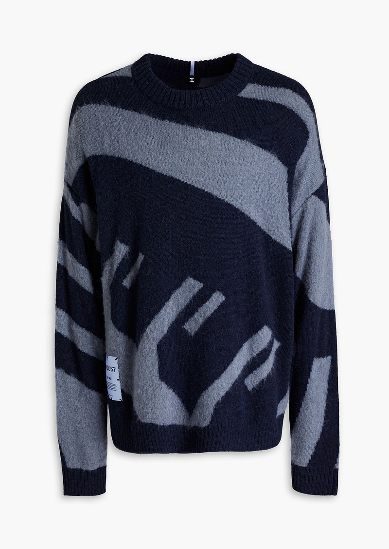 McQ Alexander McQueen - Appliquéd intarsia-knit sweater - Blue - XS